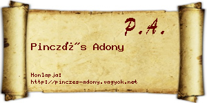 Pinczés Adony névjegykártya